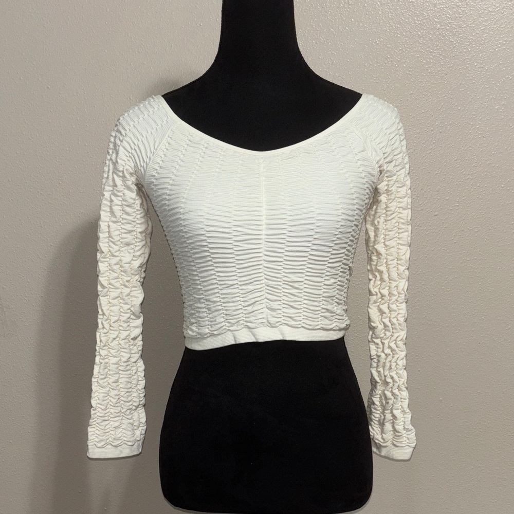 Anthropologie Cream Textured Blouse